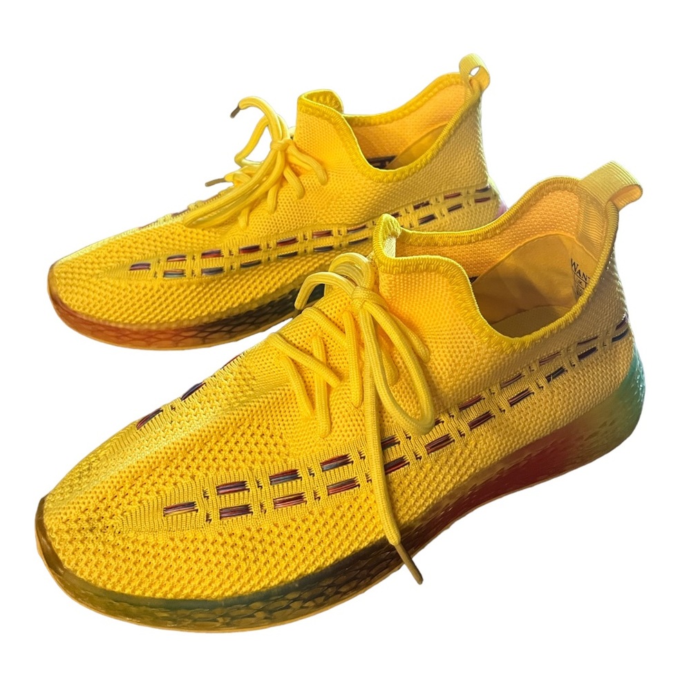 Yellow cool sneakers very casual